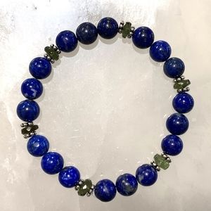 MOLDAVITE AND LAPIS LAZULI BRACELET